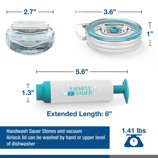 Simply Sauer - 2 Fermentation Airlocks, 2 Sauer Stones and 1 Vacuum Pump - 5 Piece Kit - Fermentology