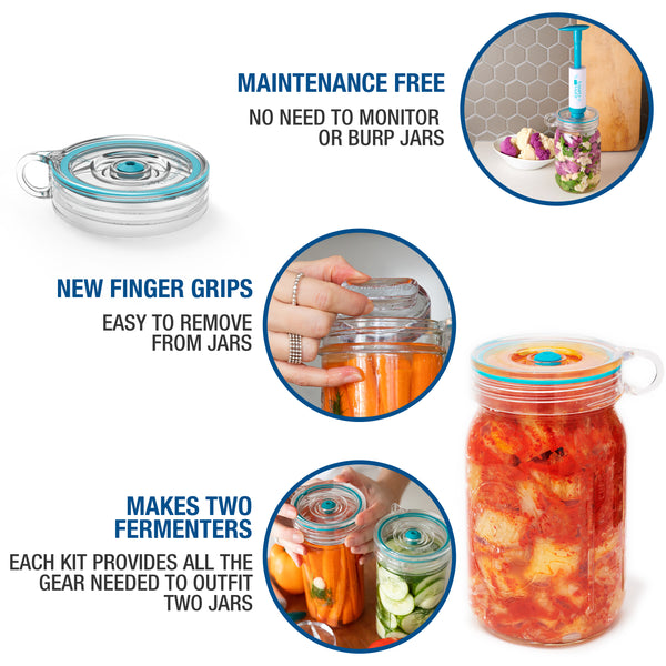 Simply Sauer - 2 Fermentation Airlocks, 2 Sauer Stones and 1 Vacuum Pump - 5 Piece Kit - Fermentology